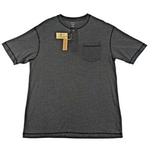 Redhead Henley T-Shirt Men's L 44" Short Sleeve Charcoal Heather Gray Large Tee